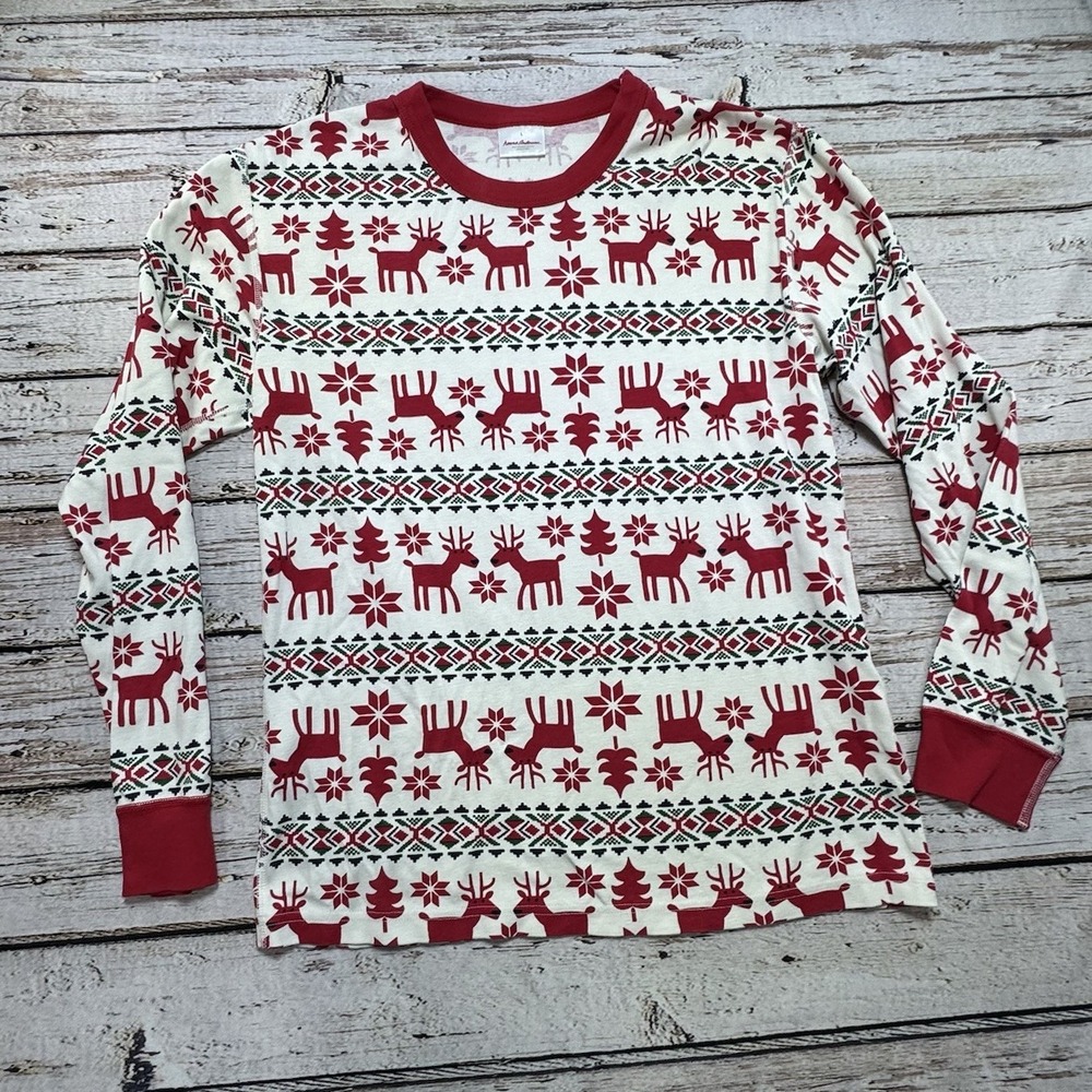 HANNA ANDERSSON Men's Unisex DEAR DEER Long John Cotton Pajama Top Sz Large